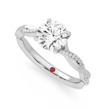Cassia round white gold twisted band engagement ring