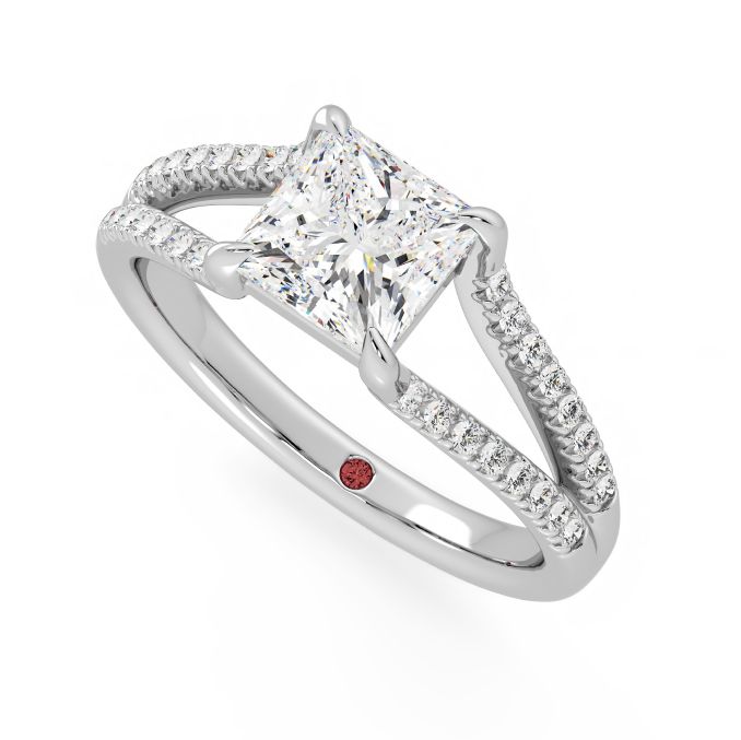 Symphony princess split shank engagement ring