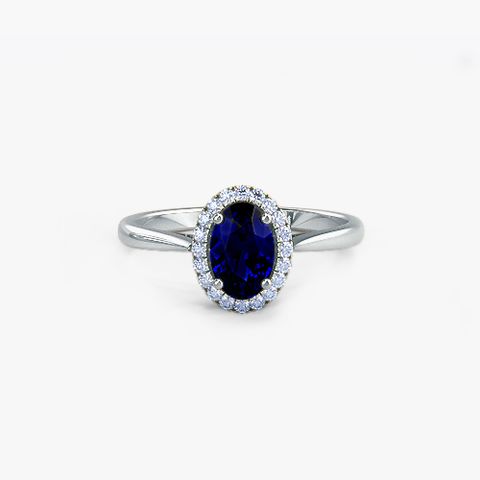 Modified collection blue sapphire engagement ring