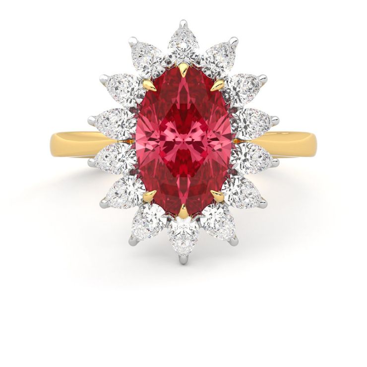 Sarah Ferguson Engagement ring ruby pear diamond halo