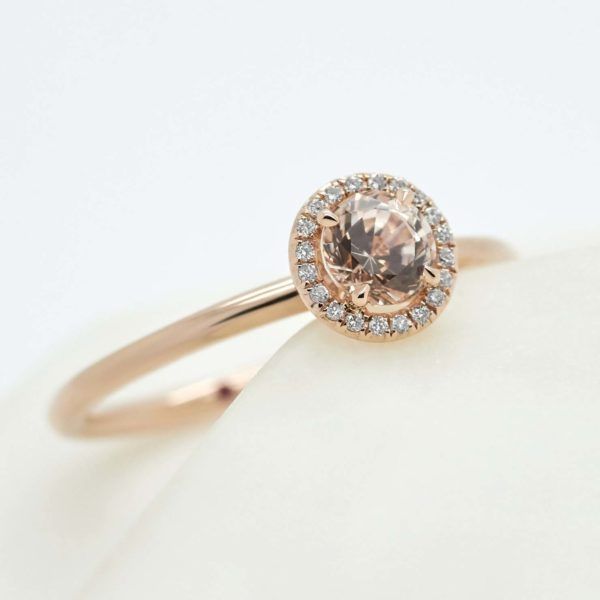 Peach sapphire rose gold engagement ring