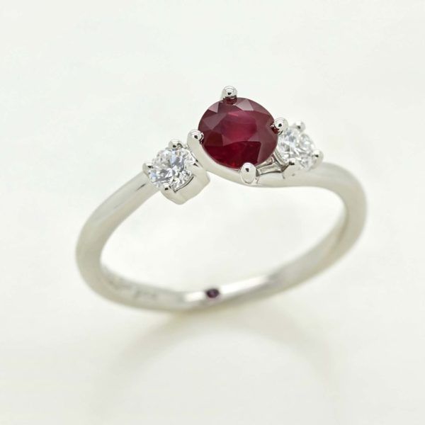 Platinum round ruby engagement ring
