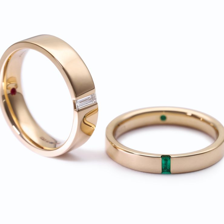 Bay bayberry yellow gold wedding rings diamond emerald copy