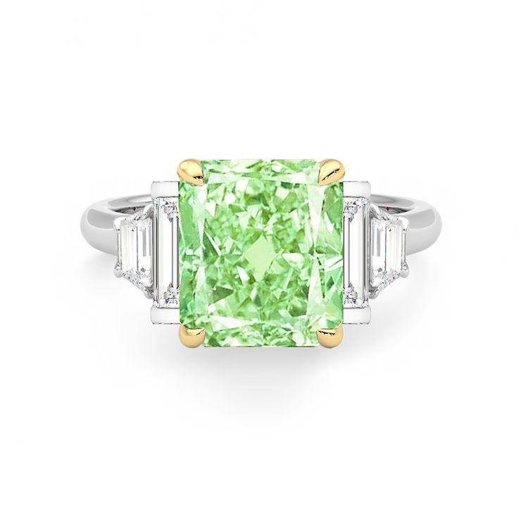 Jennifer Lopez green diamond five stone engagement ring copy