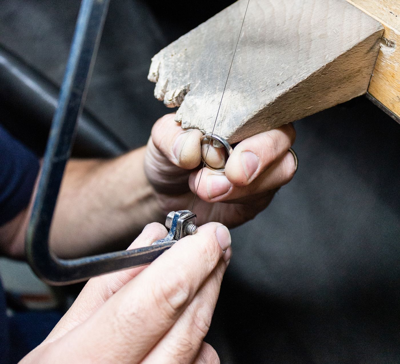 Polishing the ring and setting the side stones