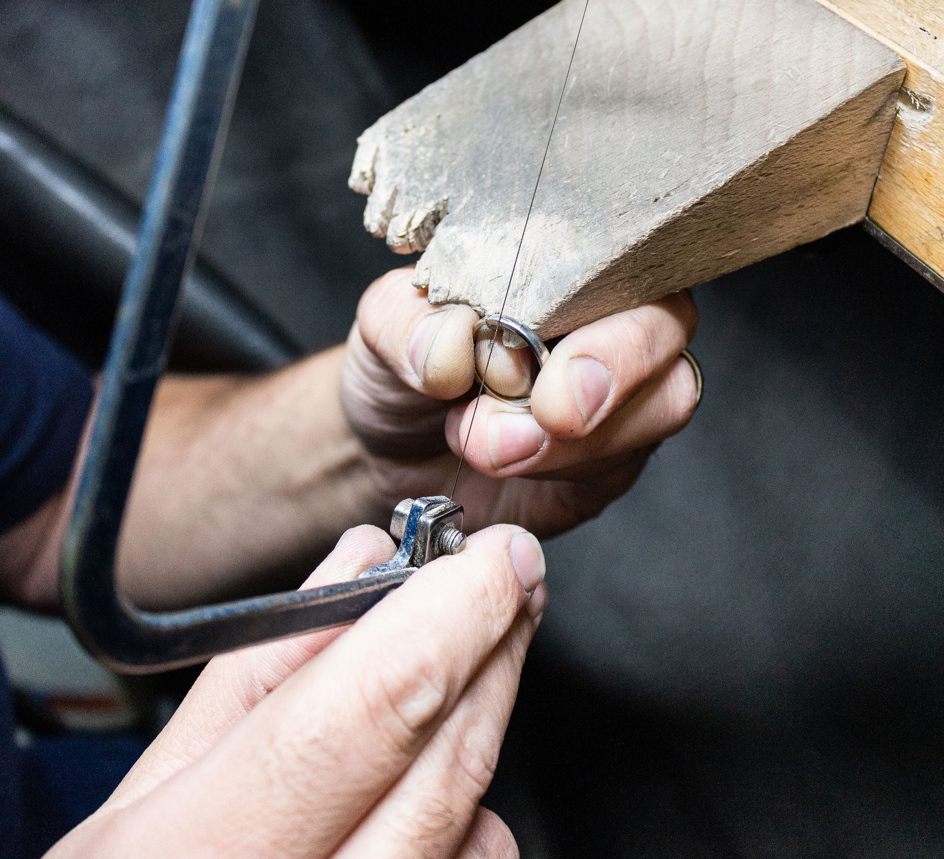 Polishing the ring and setting the side stones