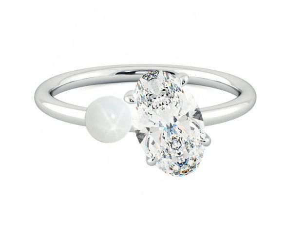 Ariana Grande engagement ring oval diamond pearl 2