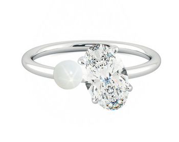 Ariana Grande engagement ring oval diamond pearl 2