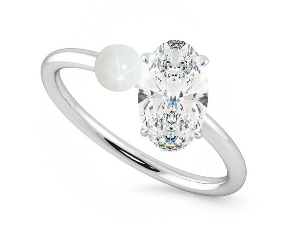 Ariana Grande engagement ring oval diamond pearl