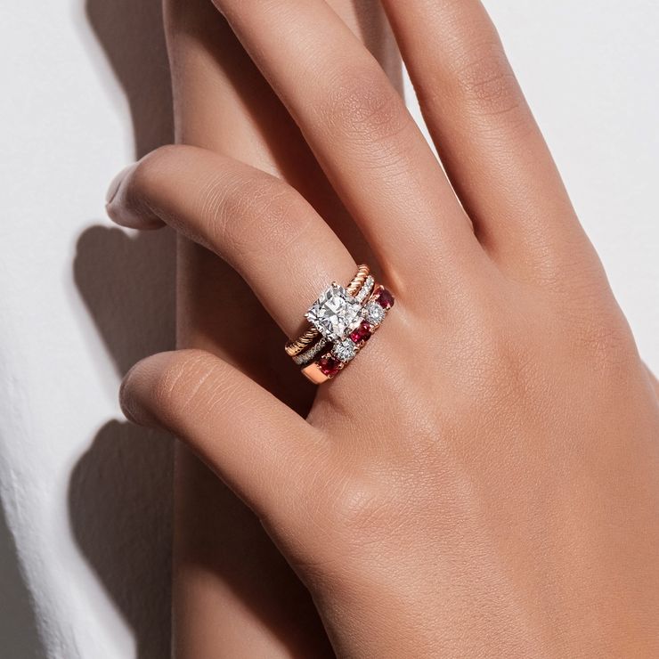 Ruby and diamond rose gold anniversary eternity ring sq