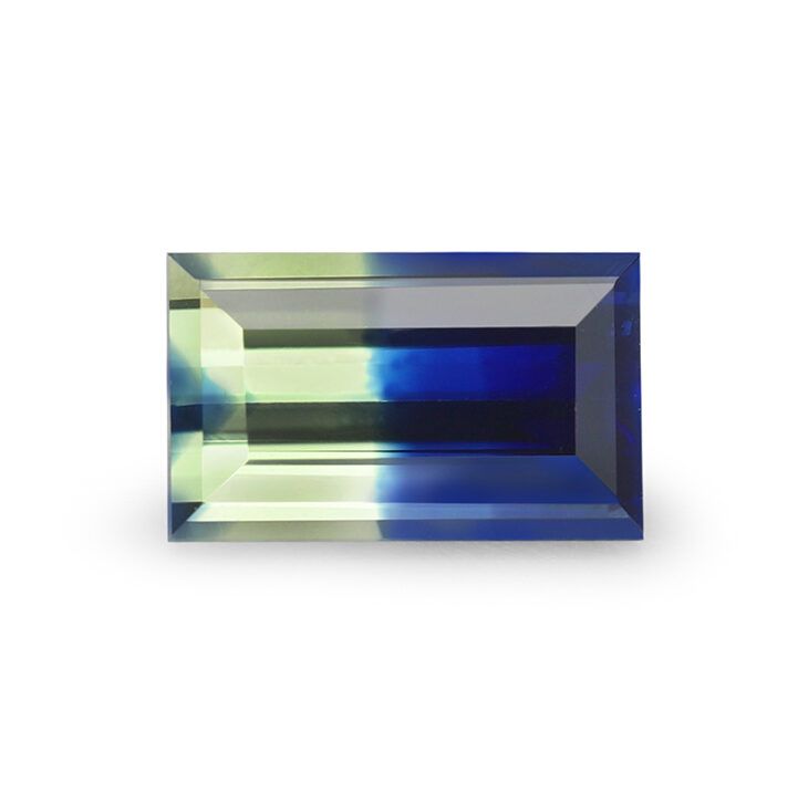 Royal blue and silver baguette bi-colour sapphire