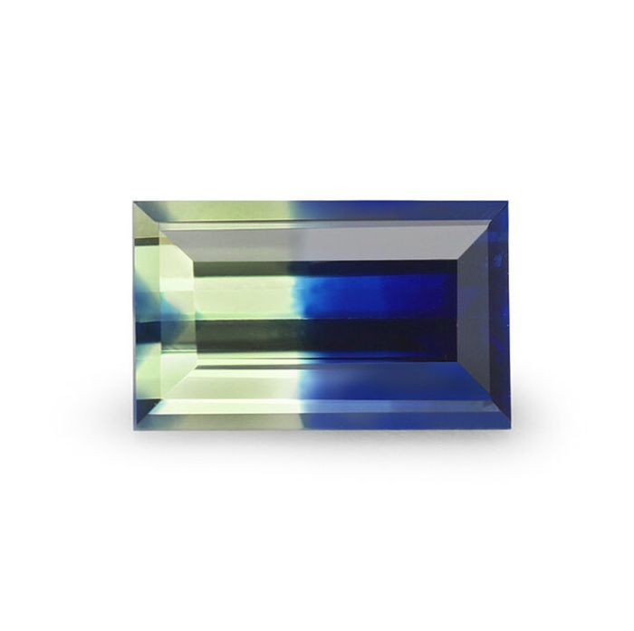 Royal blue and silver baguette bi-colour sapphire