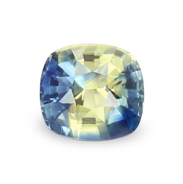 Teal and green cushion bi-colour sapphire