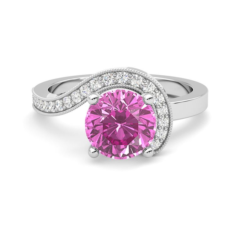 Comet white round sapphire pink medium eye clean