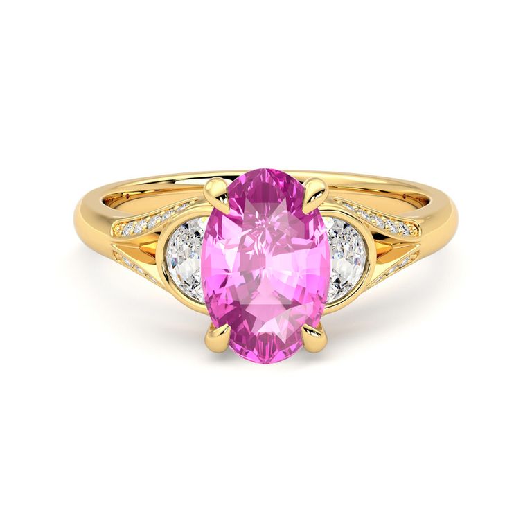 Luna yellow oval sapphire pink medium eye clean