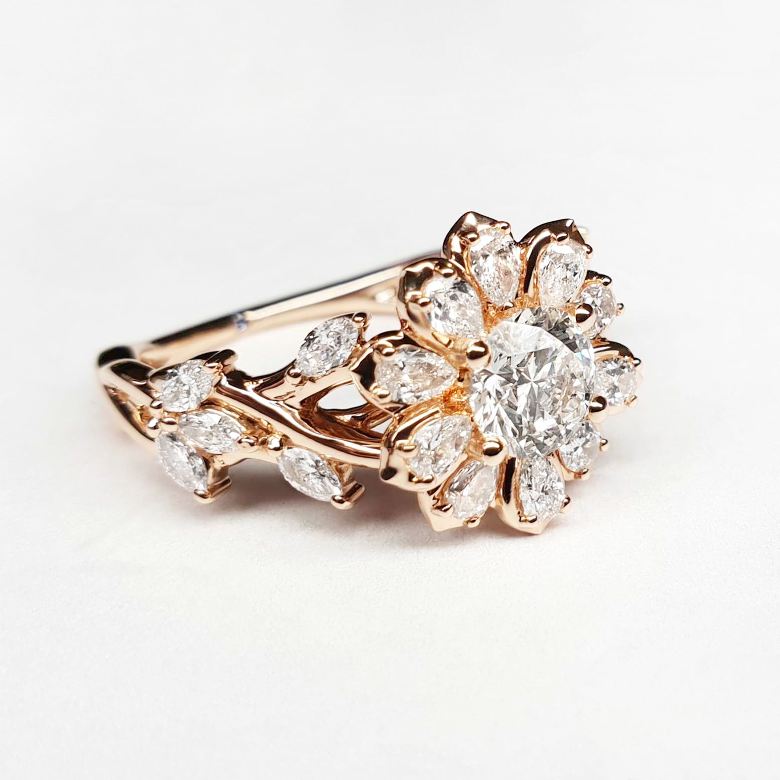 Samantha floral twisted engagement ring