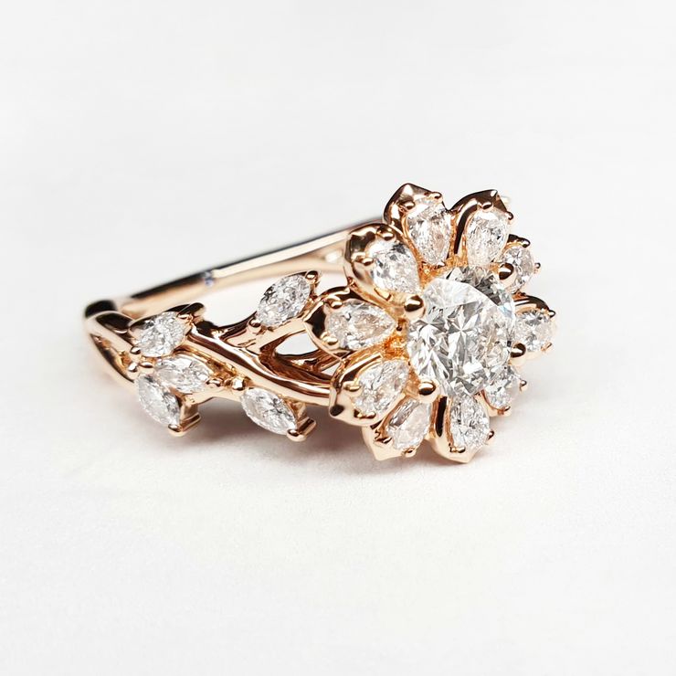 Samantha floral twisted engagement ring