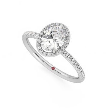 Oval Dawn halo engagement ring