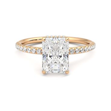 Radiant diamond thyme hidden halo engagement ring rose gold