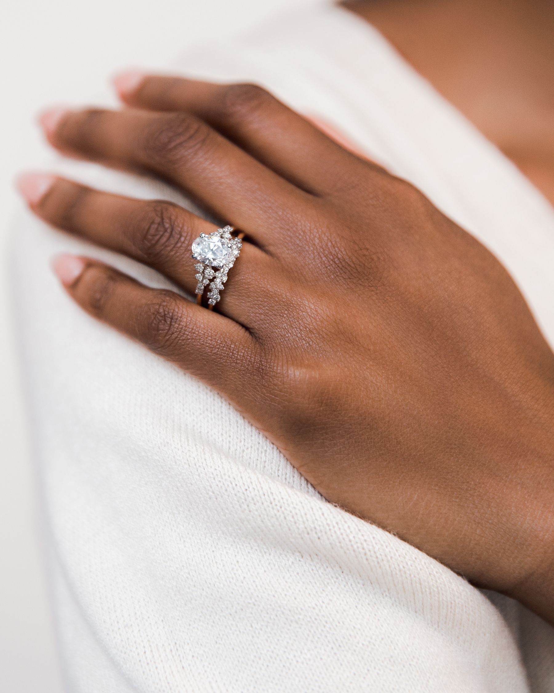 Matching Bridal Set Rings on Hand