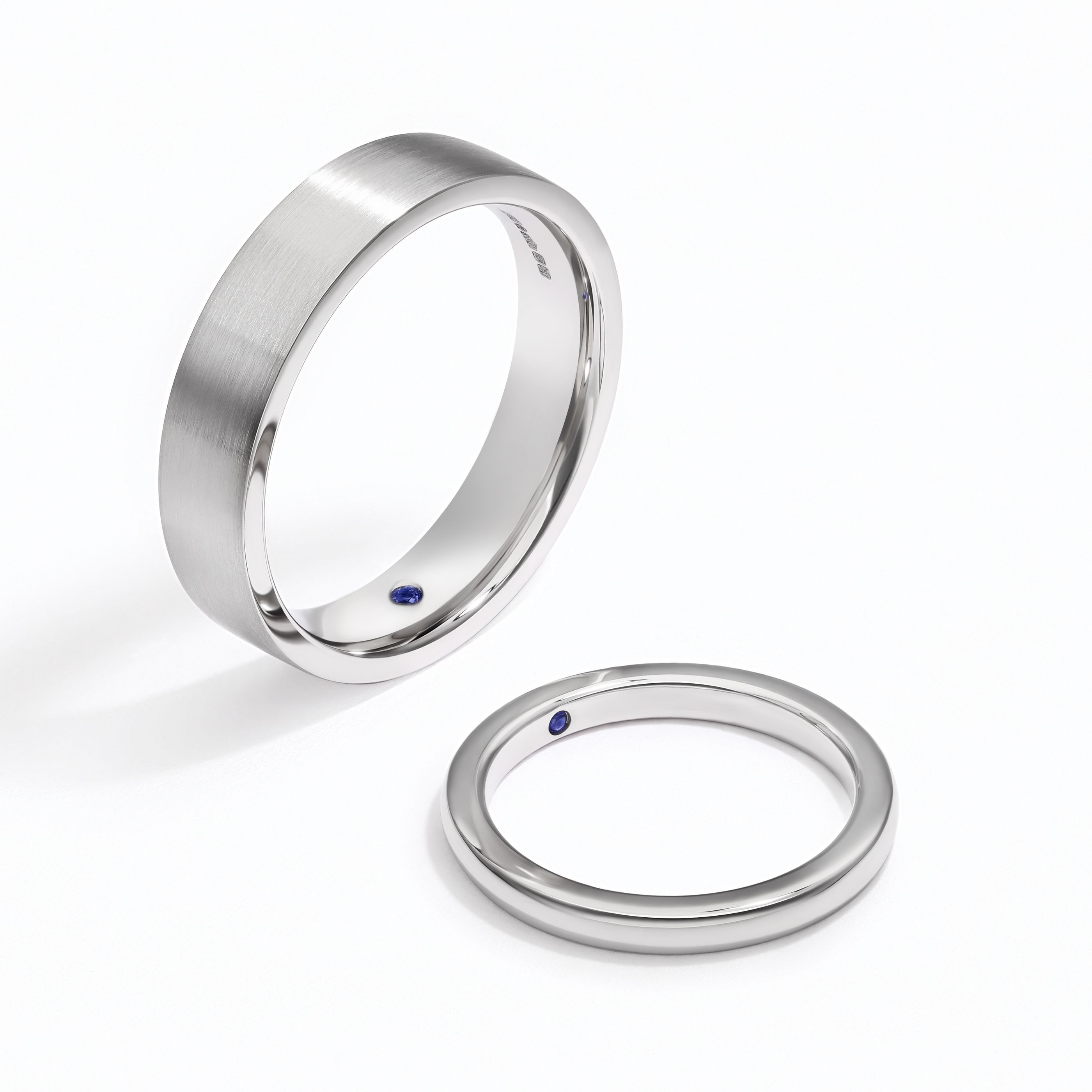 Matching Couples Polished Wedding Ring Set