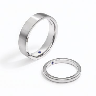 Matching couples polished wedding ring set