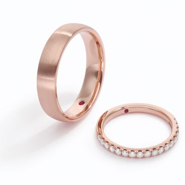 Rose gold matching wedding ring set