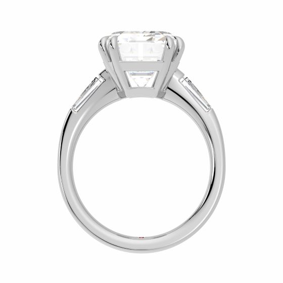 Amal Clooney engagement ring emerald cut diamond tapered baguettes trilogy engagement ring 2