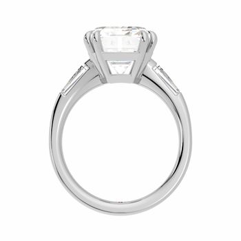 Amal Clooney engagement ring emerald cut diamond tapered baguettes trilogy engagement ring 2