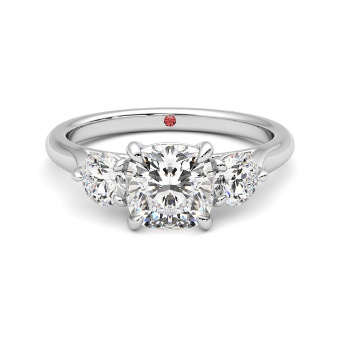 Destiny platinum cushion ring engagement