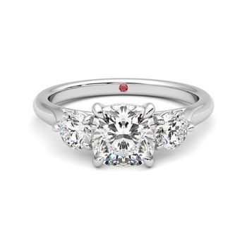 Destiny platinum cushion ring engagement