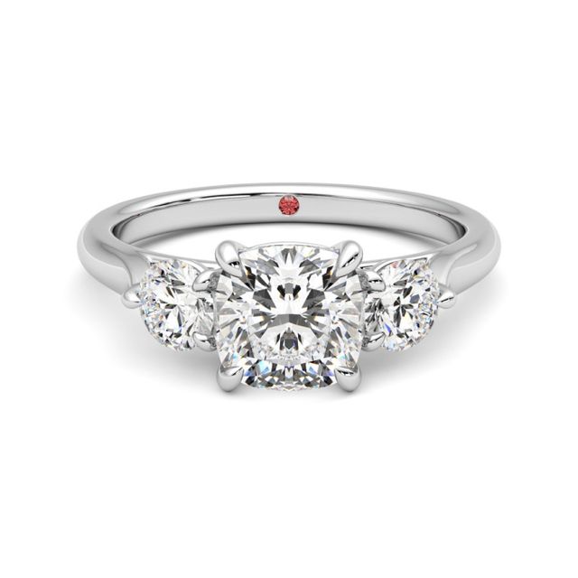 Destiny platinum cushion ring engagement
