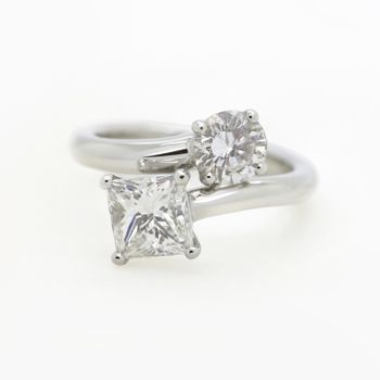 Princess round diamond moi et toi engagement ring