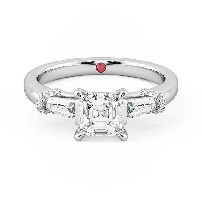 Carrie aiden asscher cut trilogy engagement ring satc 1