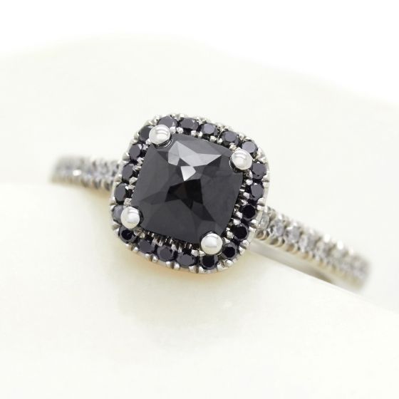 Carrie big satc black diamond engagement ring with black diamond halo 1