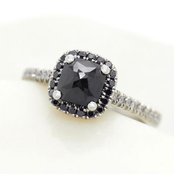 Carrie big satc black diamond engagement ring with black diamond halo 1