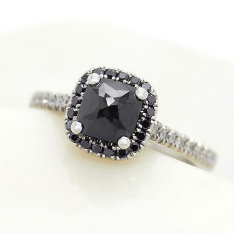 Carrie big satc black diamond engagement ring with black diamond halo 1