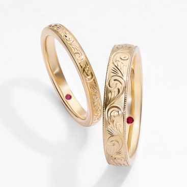Matching wedding ring band set engraved band
