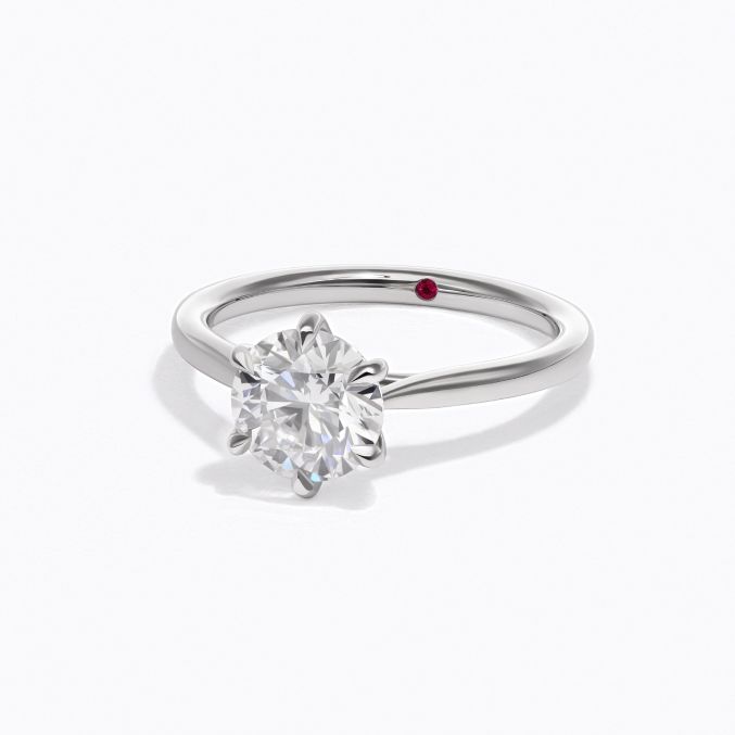 Six claw solitaire eve platinum round diamond engagement ring