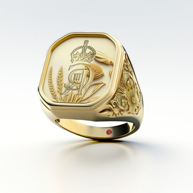 King Charles signet ring white background