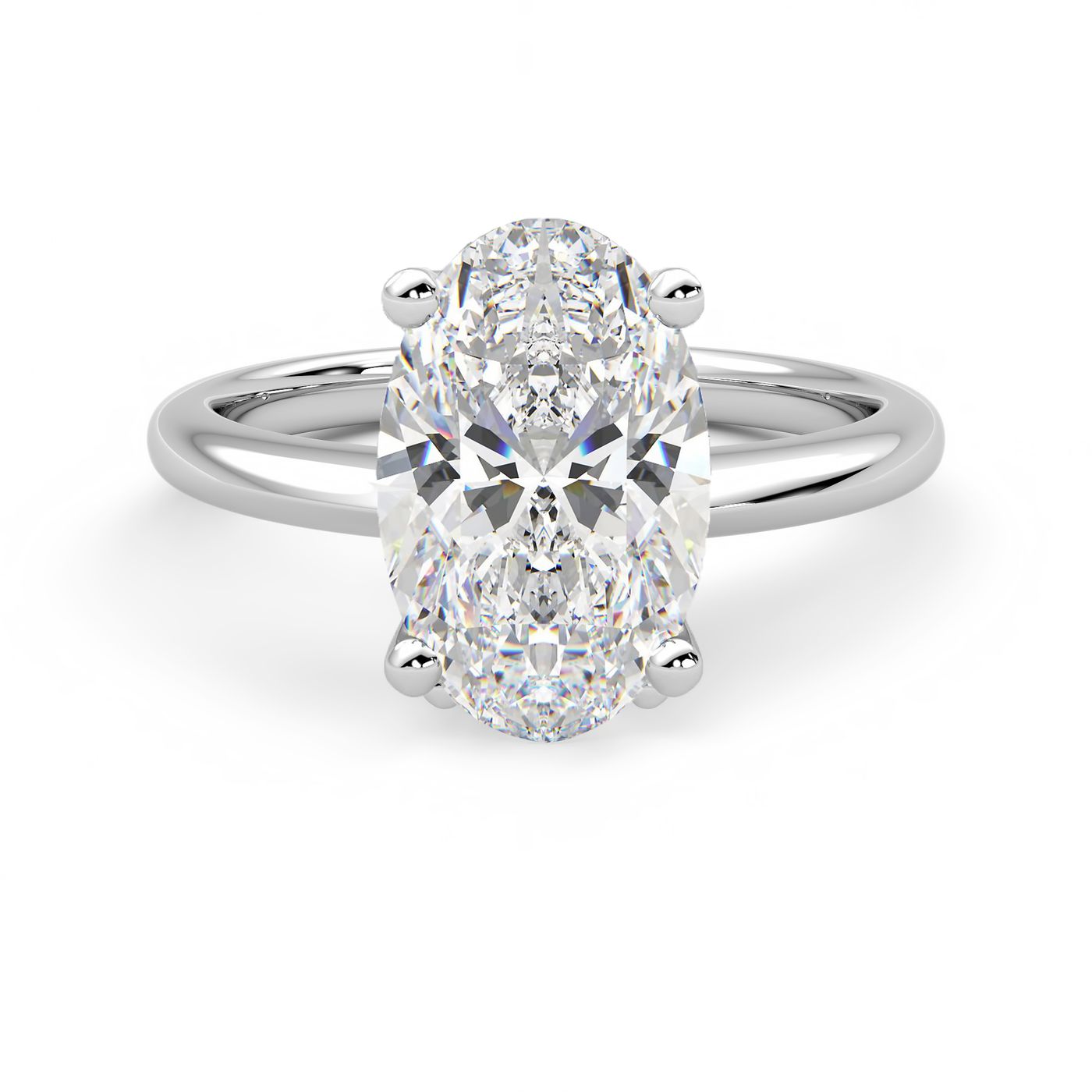 Oval cut diamond solitaire engagement rings
