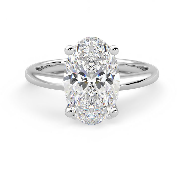 Oval cut diamond solitaire engagement rings