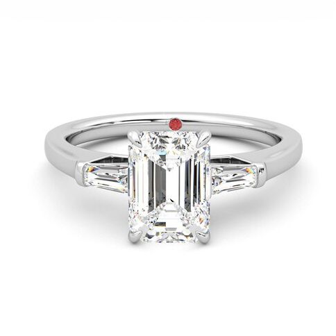 Mirror emerald trilogy engagement ring platinum art deco