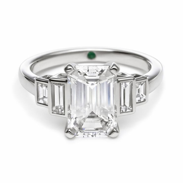 Emerald cut diamond ring