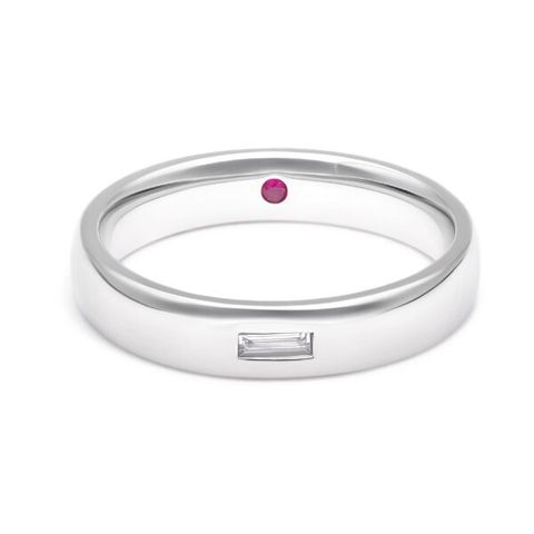 East-west set diamond baguette polished platinum wedding ring