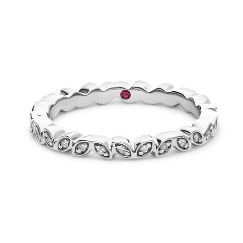 Marquise shaped kissing wedding ring in platinum with bead set round diamonds