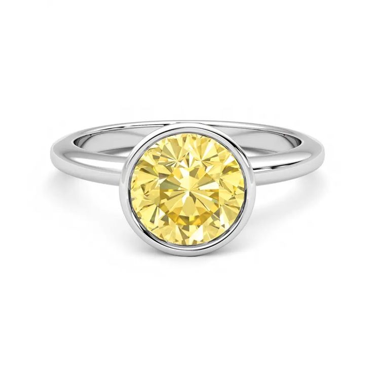 Yellow round sapphire birthstone ring