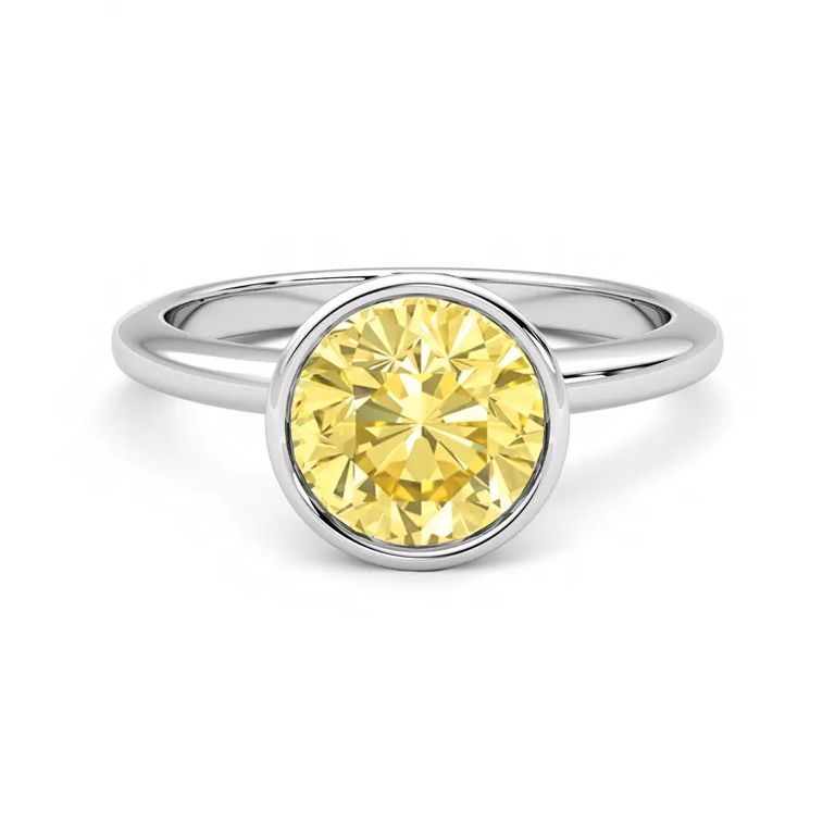 Yellow round sapphire birthstone ring