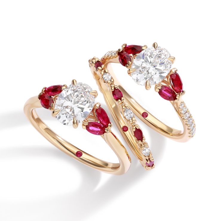 Thia engagement rings with marquise ruby accent stones