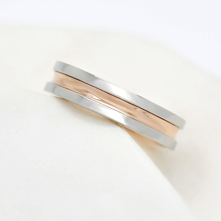 Platinum and rose gold unisex wedding bands 